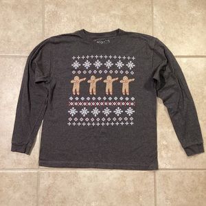 Riot Society Gray Long Sleeve Crew Neck Dabbing Gingerbread Men Kids Siz…